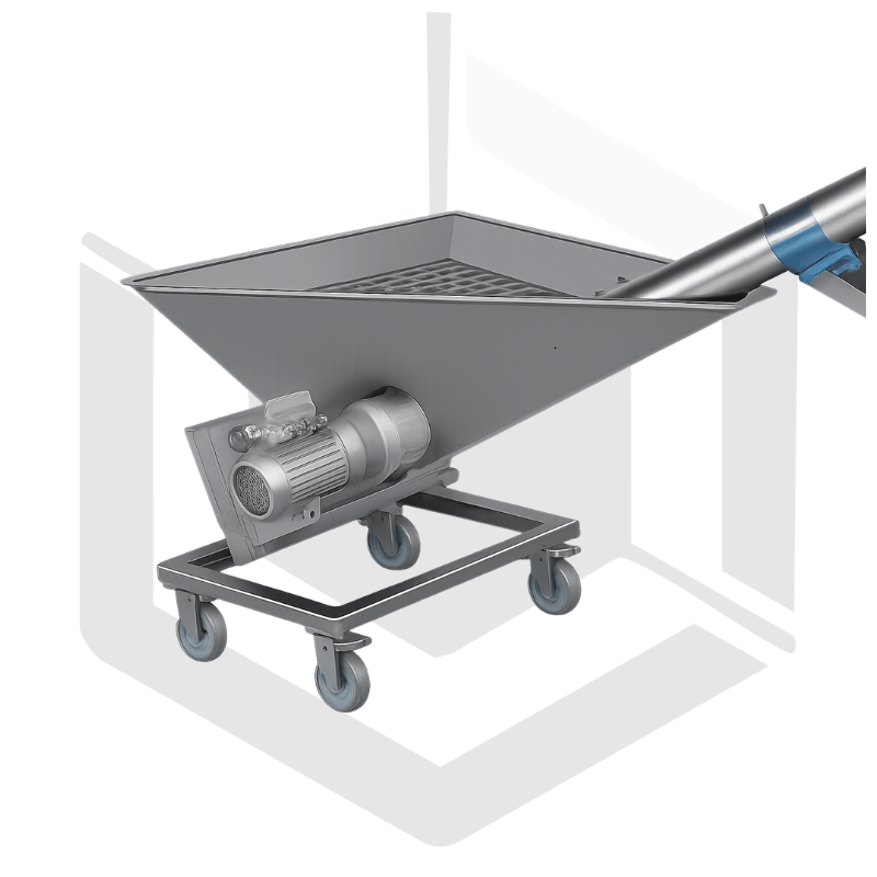 Vis à grains mobile acier galva Ø102 avec trémie sur roues