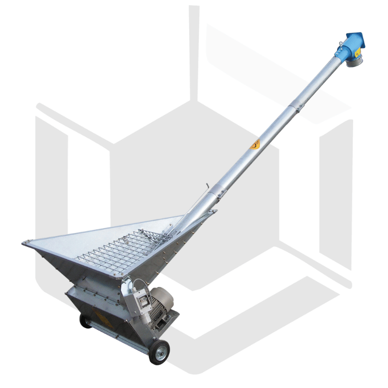 Vis à grains mobile acier galva Ø152 avec trémie sur roues