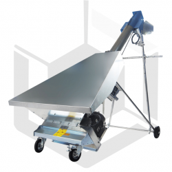 Vis à grains mobile acier galva Ø152 avec trémie sur roues